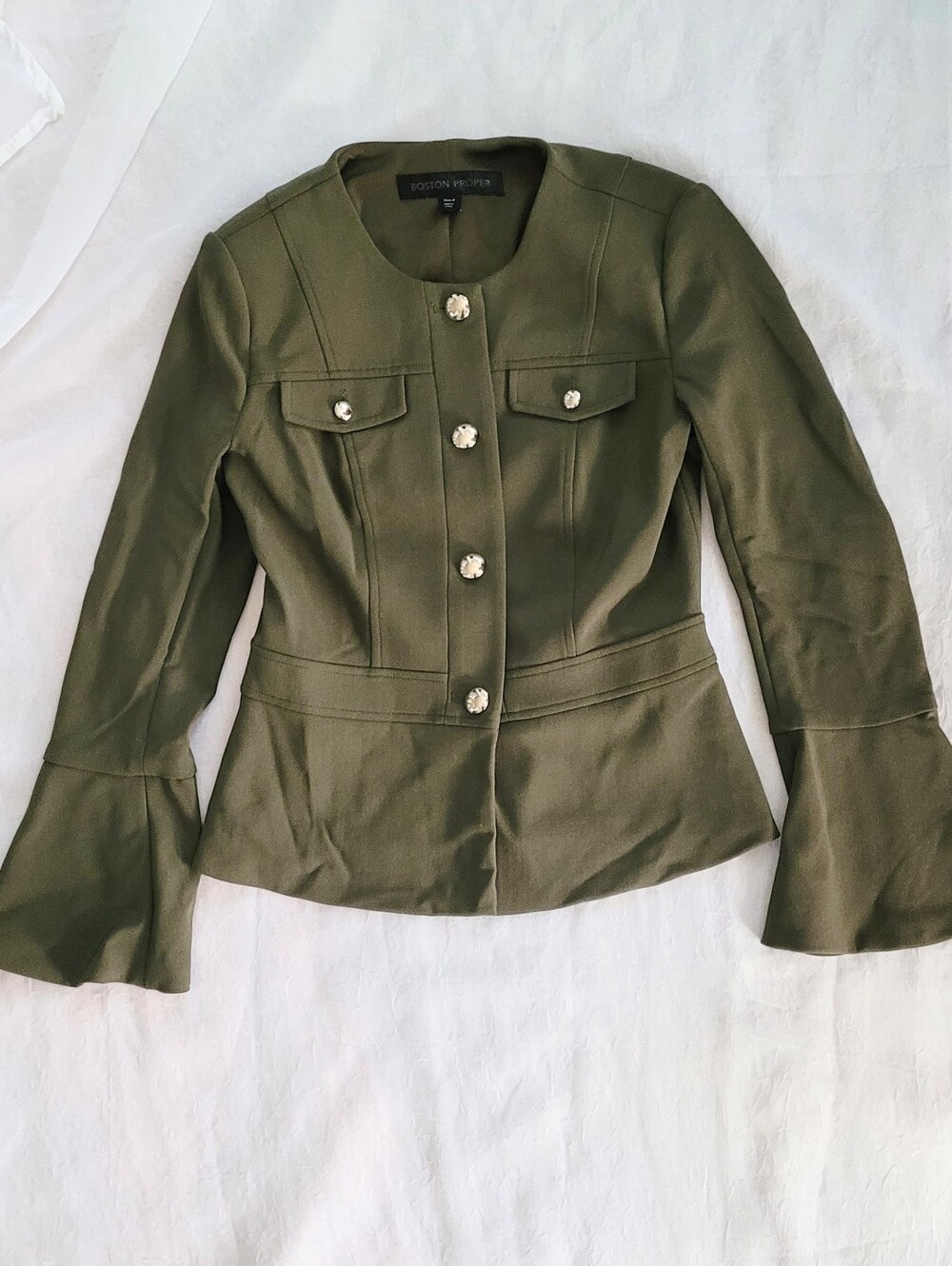 NWOT! Boston Proper Fall Button Front Knit Crop Jacket Lined Blazer Coat 4/Small